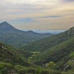 A view of the sea from the mountains